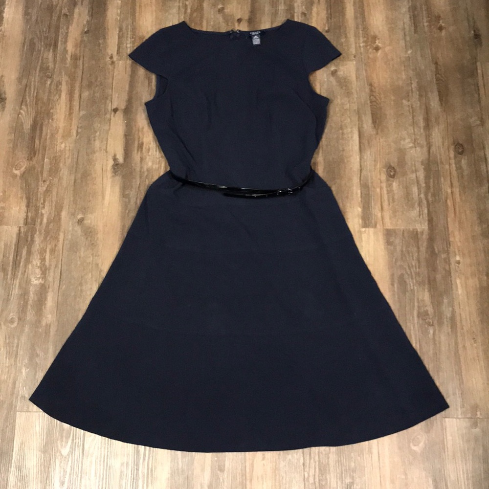 Navy Blue Belted Dress
